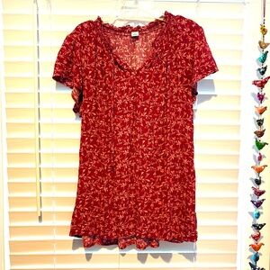 Old Navy Women’s Burgundy Floral Top Size Large